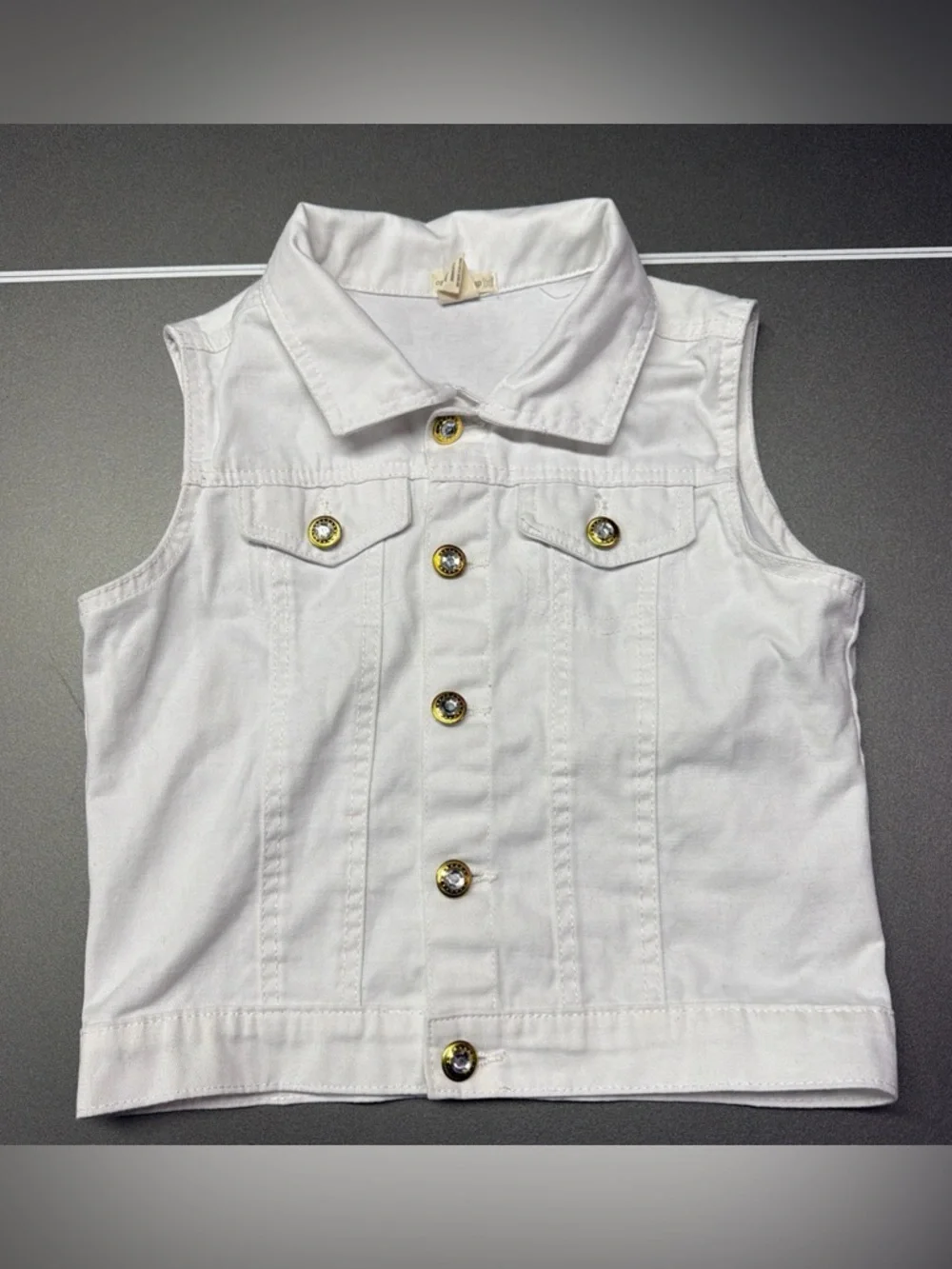 One Step Up Girls‎ Medium Denim Vest White Size Great Condition